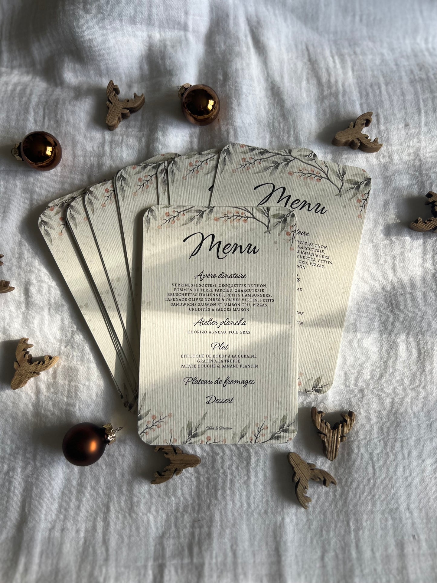 Menus angles arrondis papier texturé (Lot de 4)