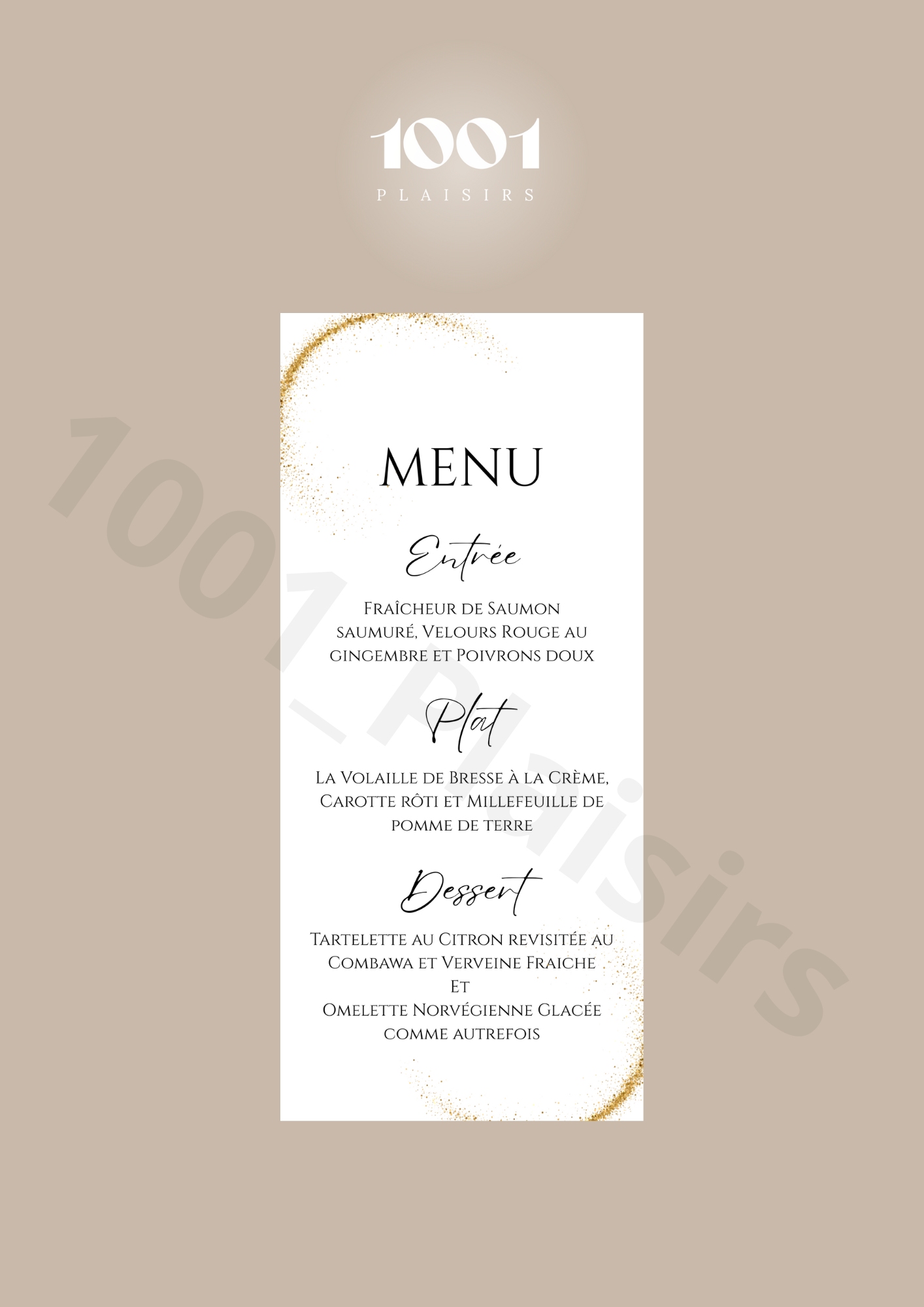 Menu rectangle papier beige texturé