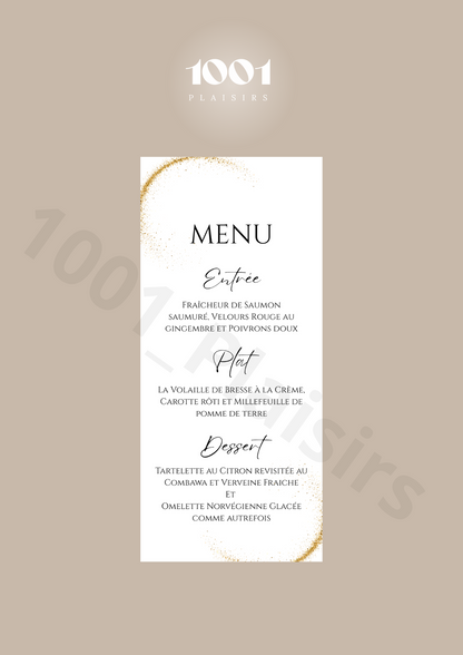 Menu rectangle papier beige texturé