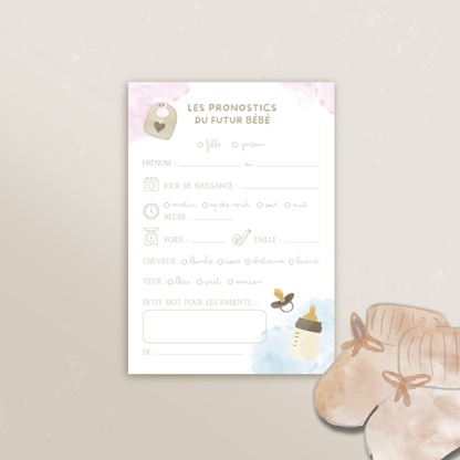 Cartes Pronostics “Arrivée de Bébé” (Lot de 4)