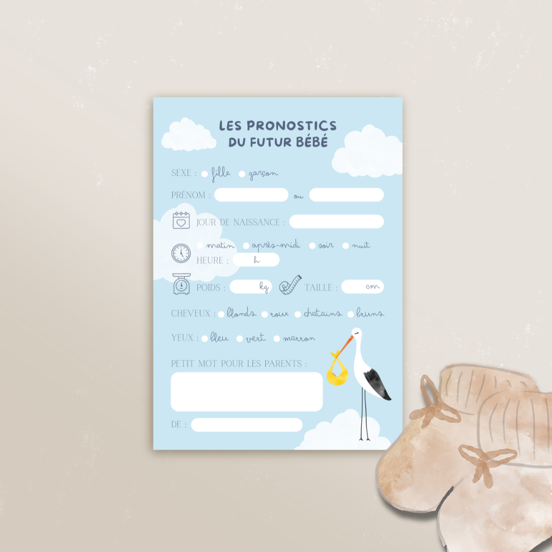 Cartes Pronostics “Arrivée de Bébé” (Lot de 4)