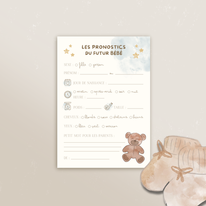 Cartes Pronostics “Arrivée de Bébé” (Lot de 4)