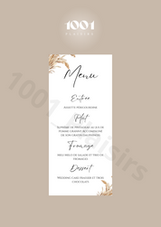 Menu rectangle papier beige texturé