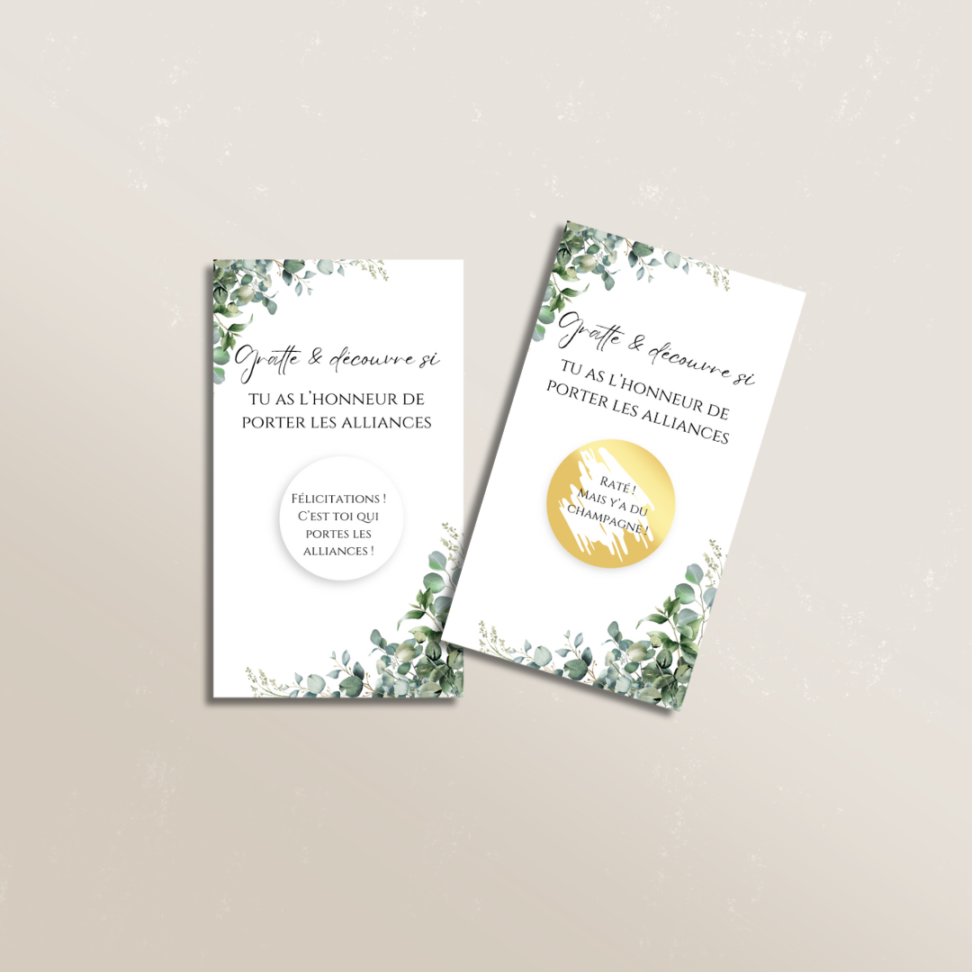 Cartes à gratter “Qui portera les alliances ?”