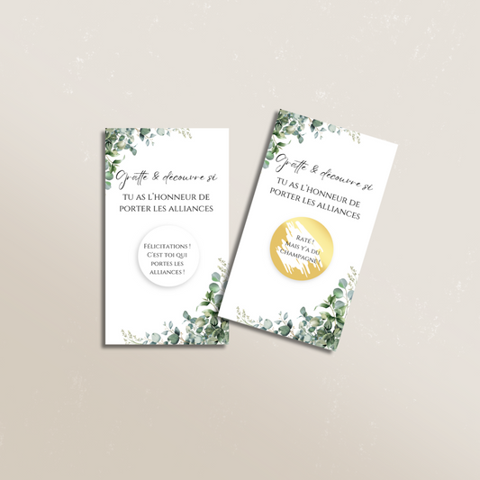 Cartes à gratter “Qui portera les alliances ?”