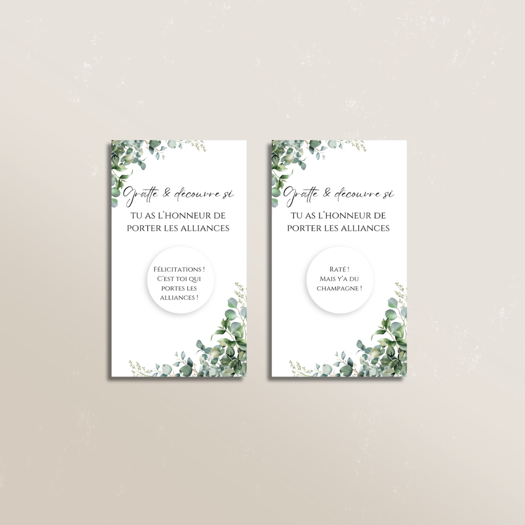 Cartes à gratter “Qui portera les alliances ?”