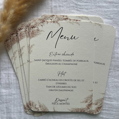 Menus angles arrondis papier texturé (Lot de 4)