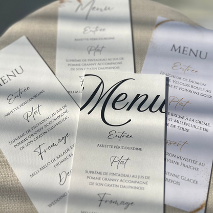 Menu rectangle papier beige texturé