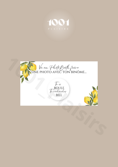 Jeu des binômes PhotoBooth (Lot de 10)