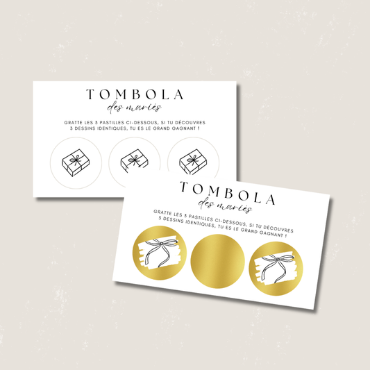 Cartes "Tombola des Mariés" à gratter (Lot de 10)