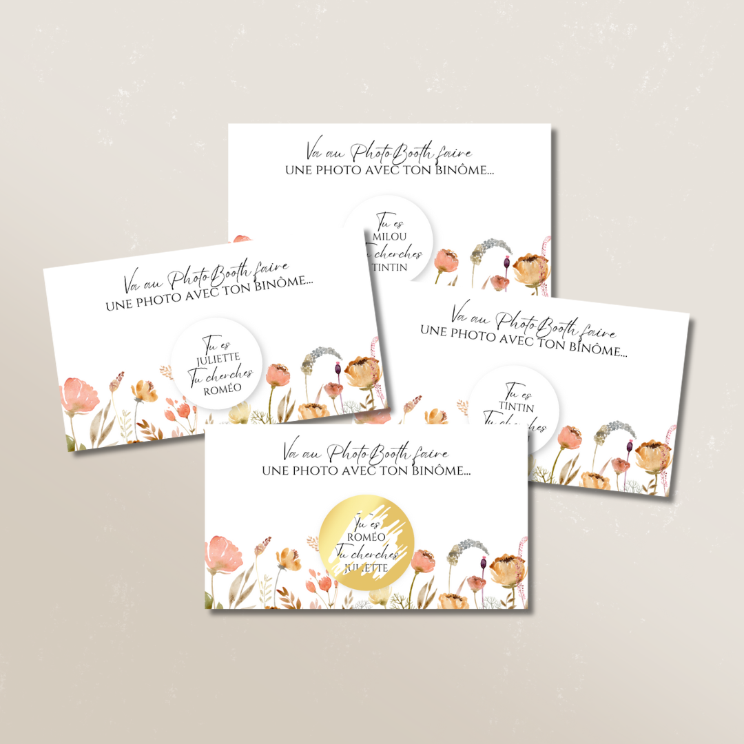 Jeu des binômes PhotoBooth (Lot de 10)