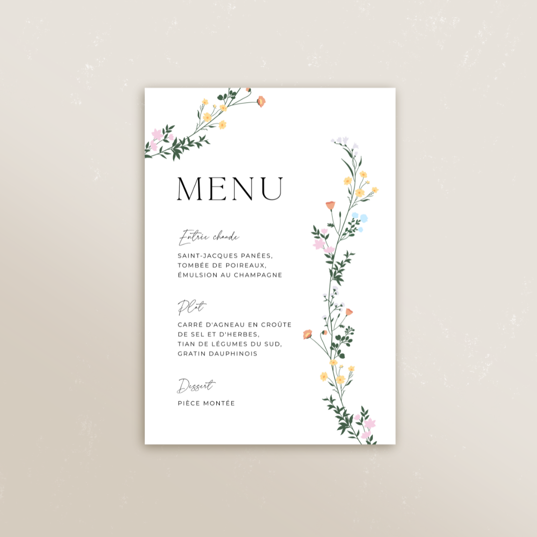 Menu rectangle 10,5 x 14,8cm