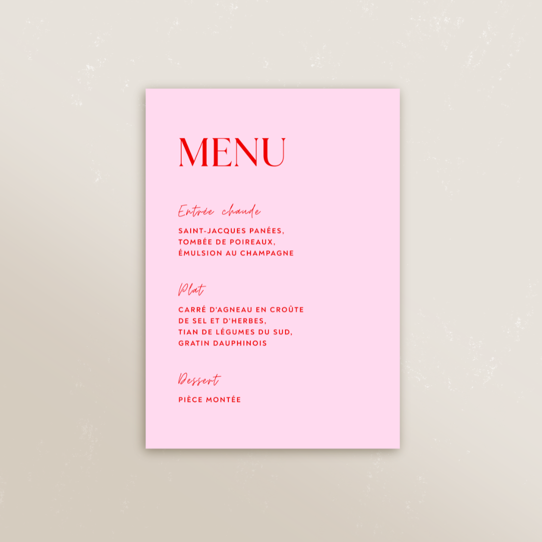 Menu rectangle 10,5 x 14,8cm